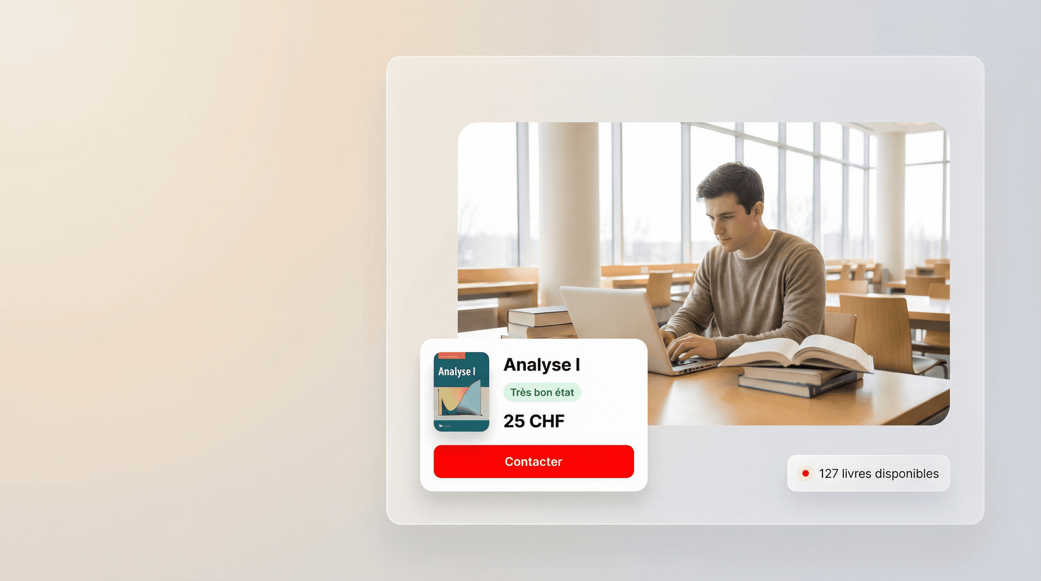 Aperçu de la plateforme PolyMarket, recherche de livres et messagerie entre étudiants